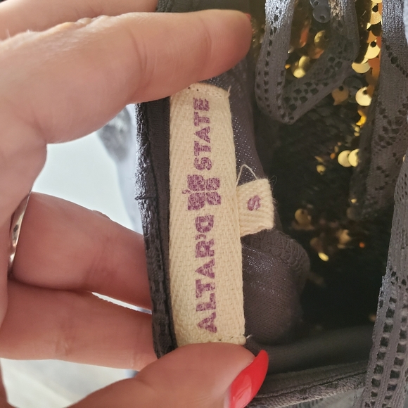 Altar'd State Slate Grey Lace Bell Sleeve Dress - Picture 5 of 5